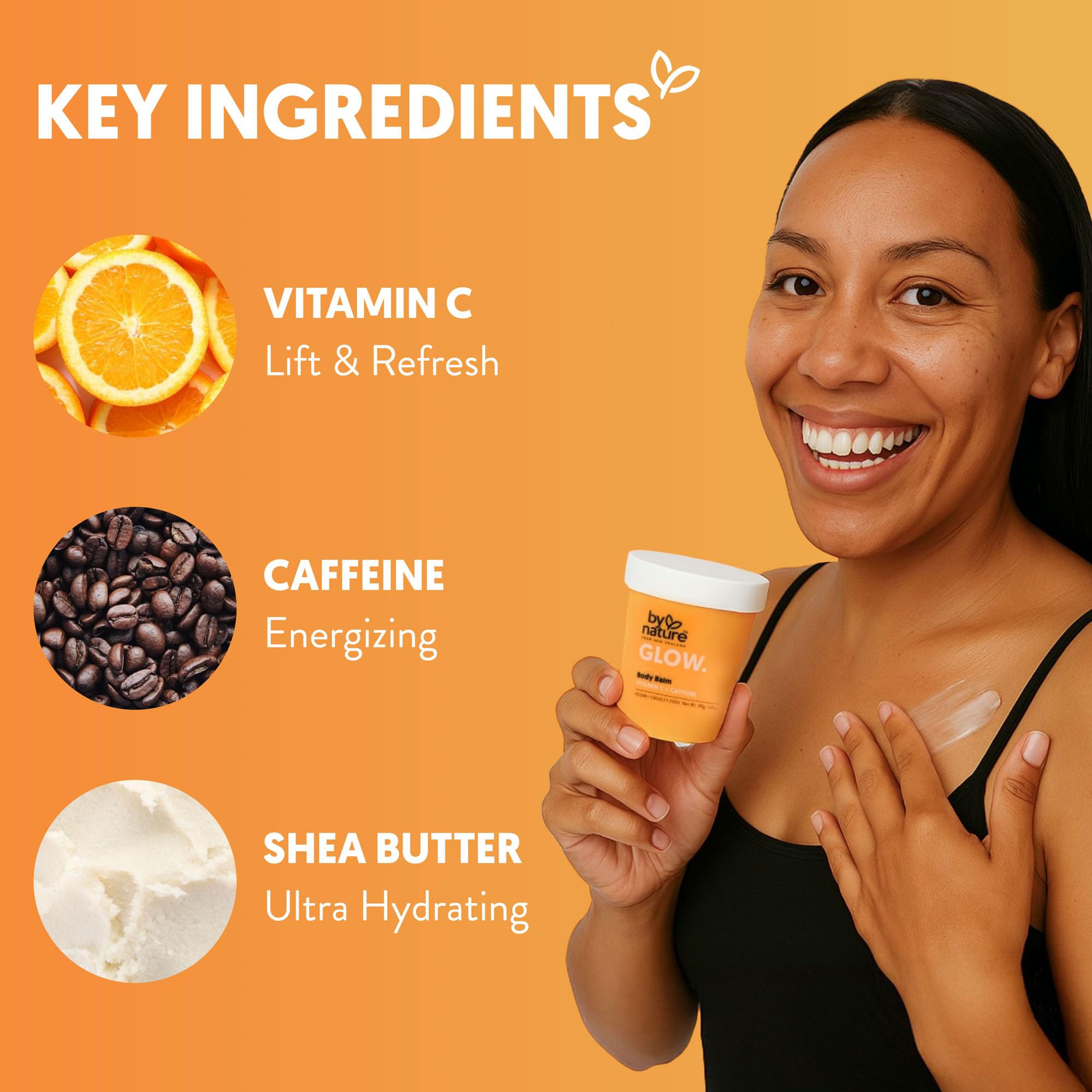 By Nature Glow balm uses coffee seed extract for antioxidant-rich skin support.