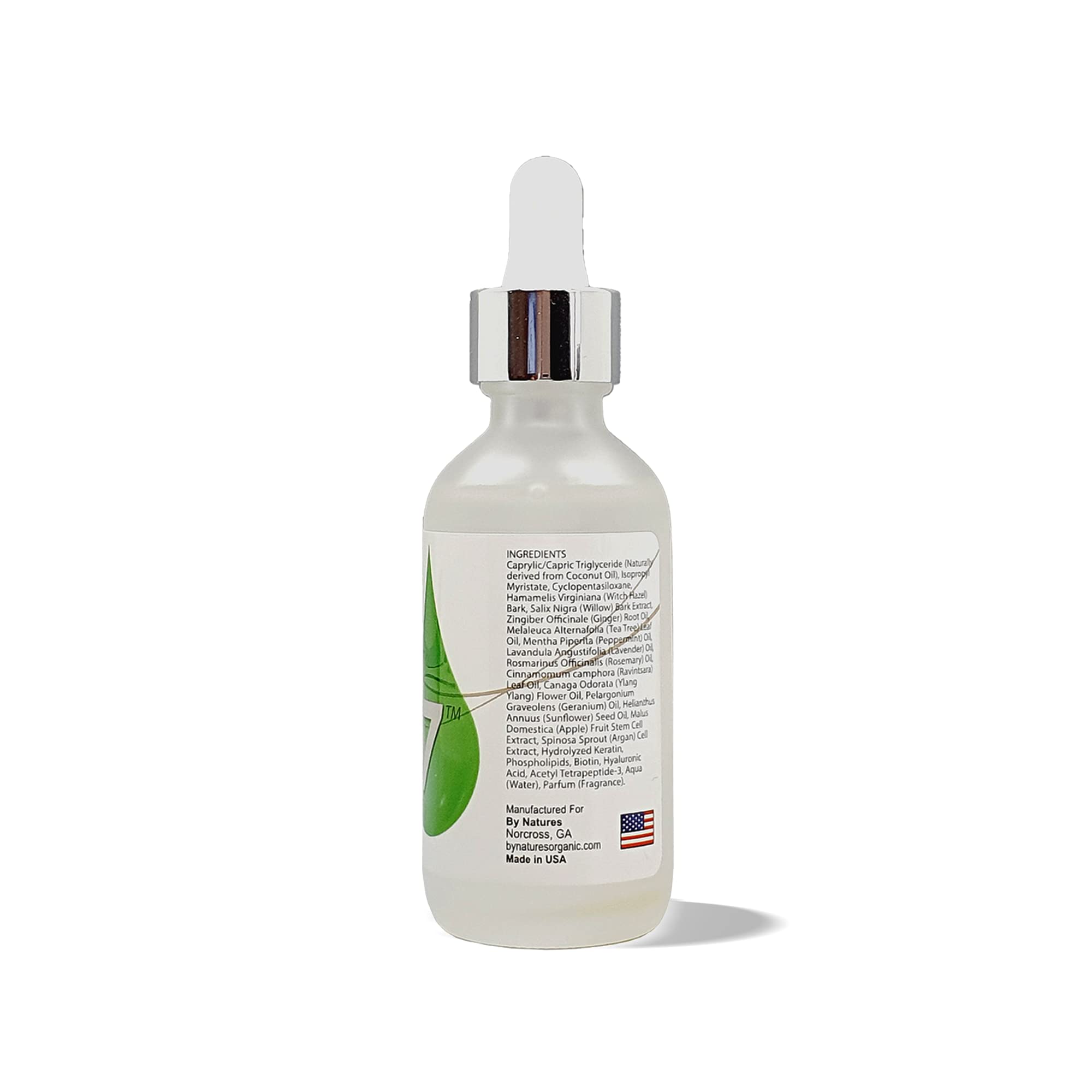 Bio7 Biotin Growth Drop dropper cap dispensing a precise dose for scalp application.