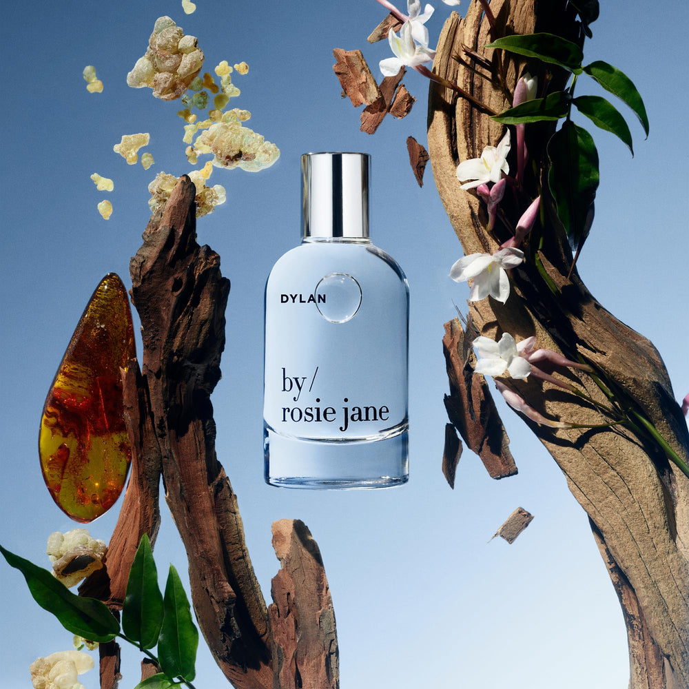 By Rosie Jane Dylan bottle side view highlighting unisex aura for any occasion.
