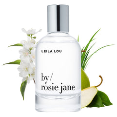 By Rosie Jane Leila Lou bottle, a clean fragrance for everyday wear.