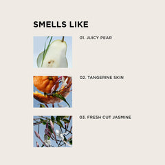 By Rosie Jane Leila Lou pear note close-up, juicy fruit aroma for fresh mornings.