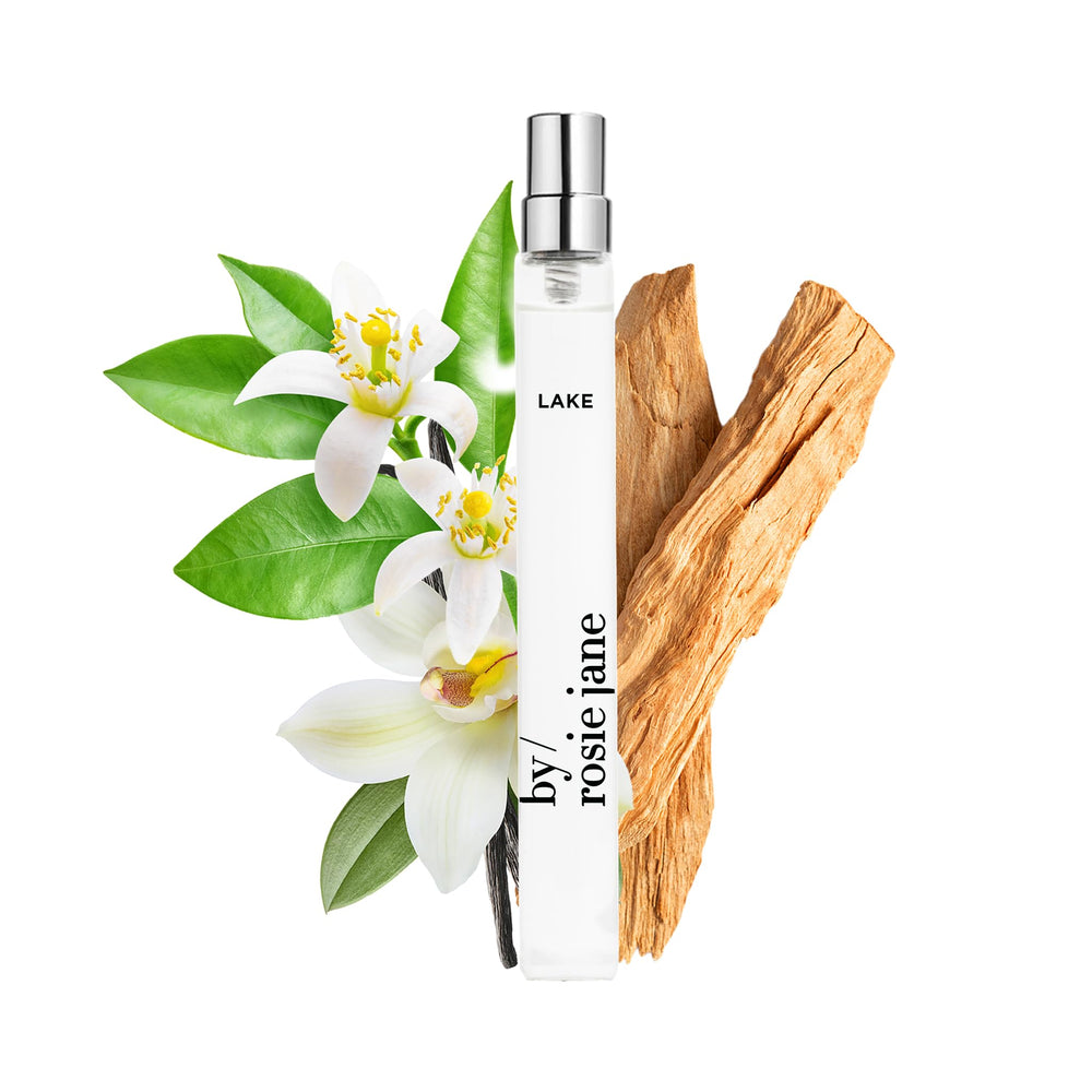 By Rosie Jane Lake travel perfume bottle for on-the-go freshness.