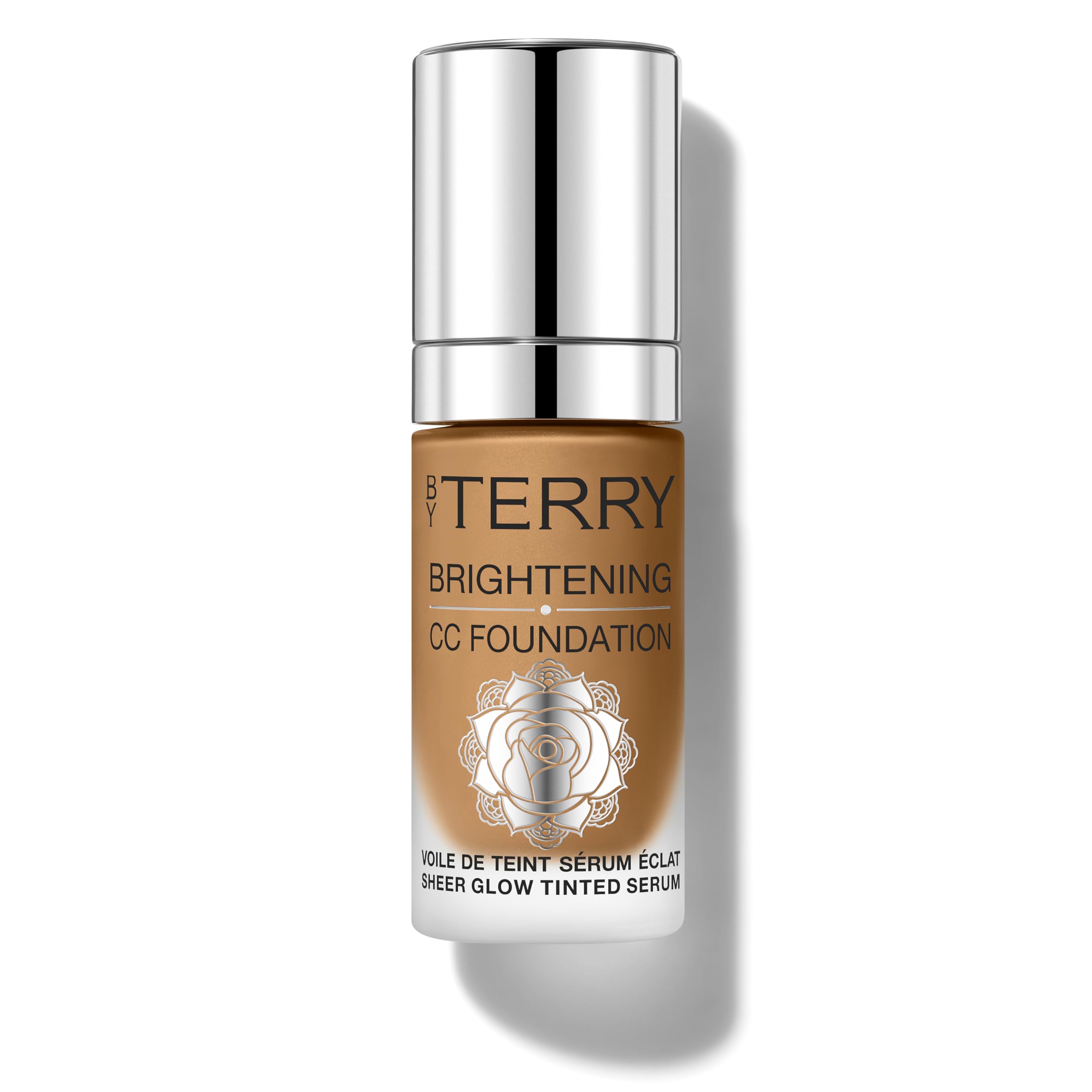 By Terry Brightening CC Foundation glow bottle highlights radiant skin with a lightweight finish.