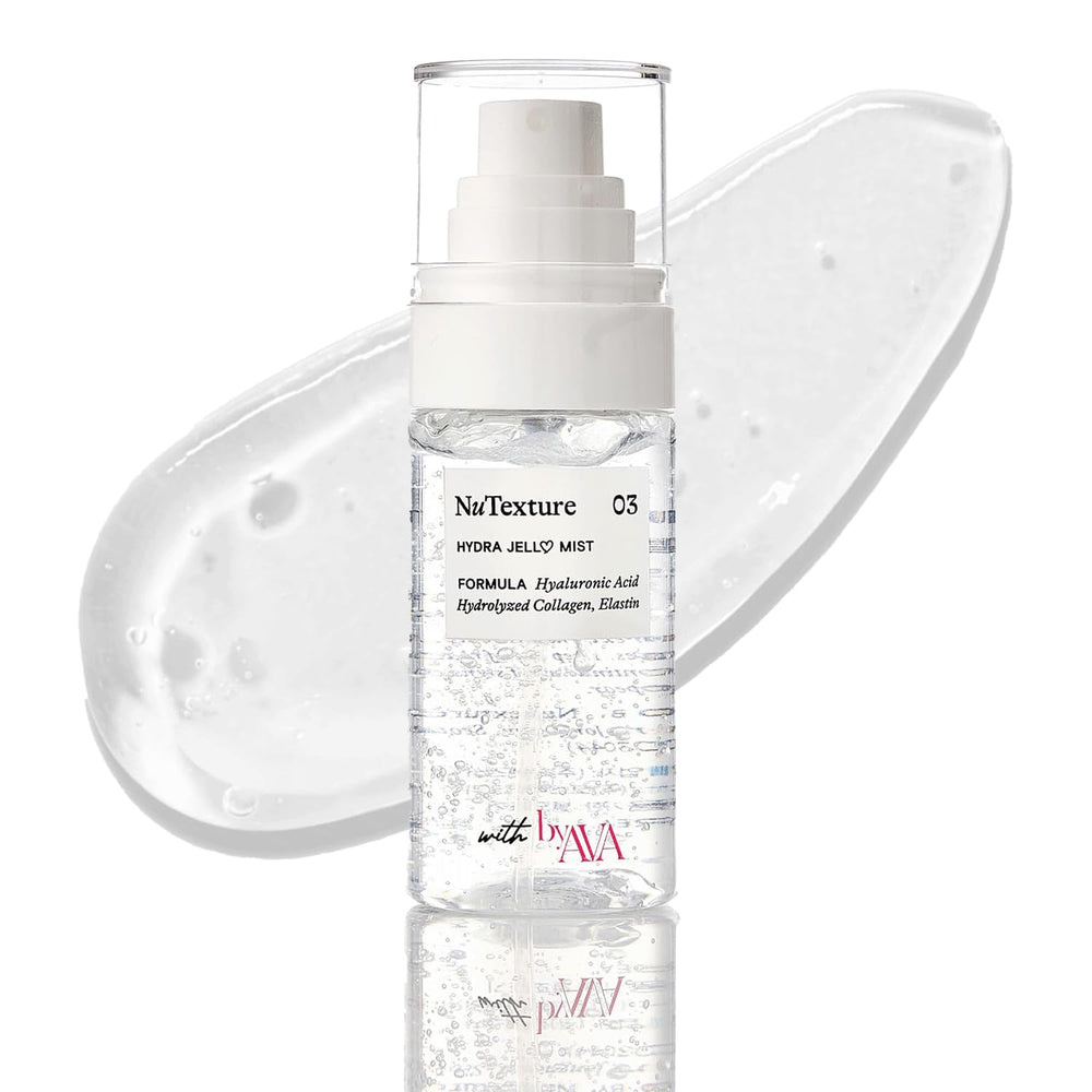 byAVA Jelloskin collagen Hydra Jell face mist jar close-up for hydrating skin.