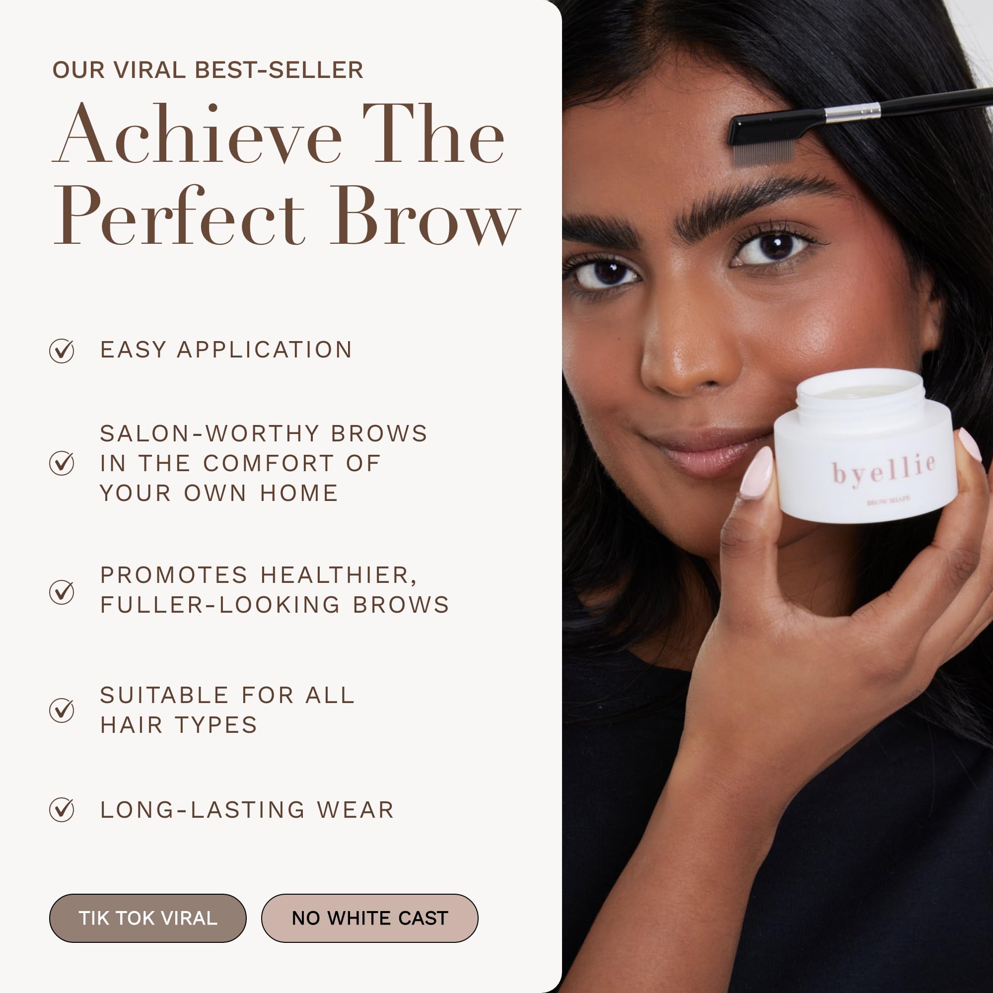 Byellie Brow Shape on brows achieving laminated-look definition