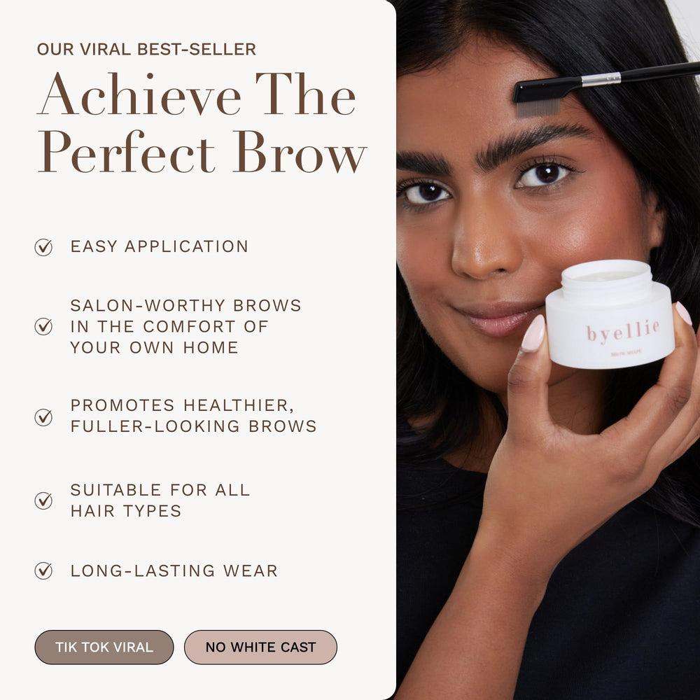Byellie Brow Shape on brows achieving laminated-look definition