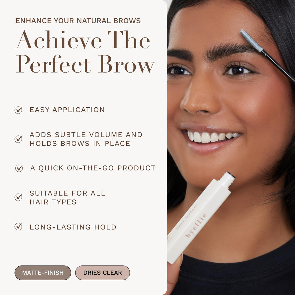 byellie brow texture clear-gel-on-brows delivers a residue-free finish