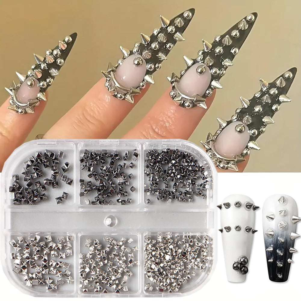 BYJKYEN shiny alloy nail charms in black and silver for dazzling DIY nails