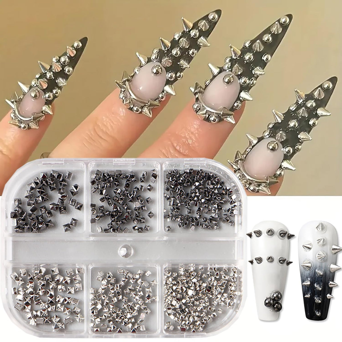 BYJKYEN shiny alloy nail charms in black and silver for dazzling DIY nails
