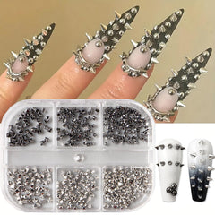 BYJKYEN shiny alloy nail charms in black and silver for dazzling DIY nails