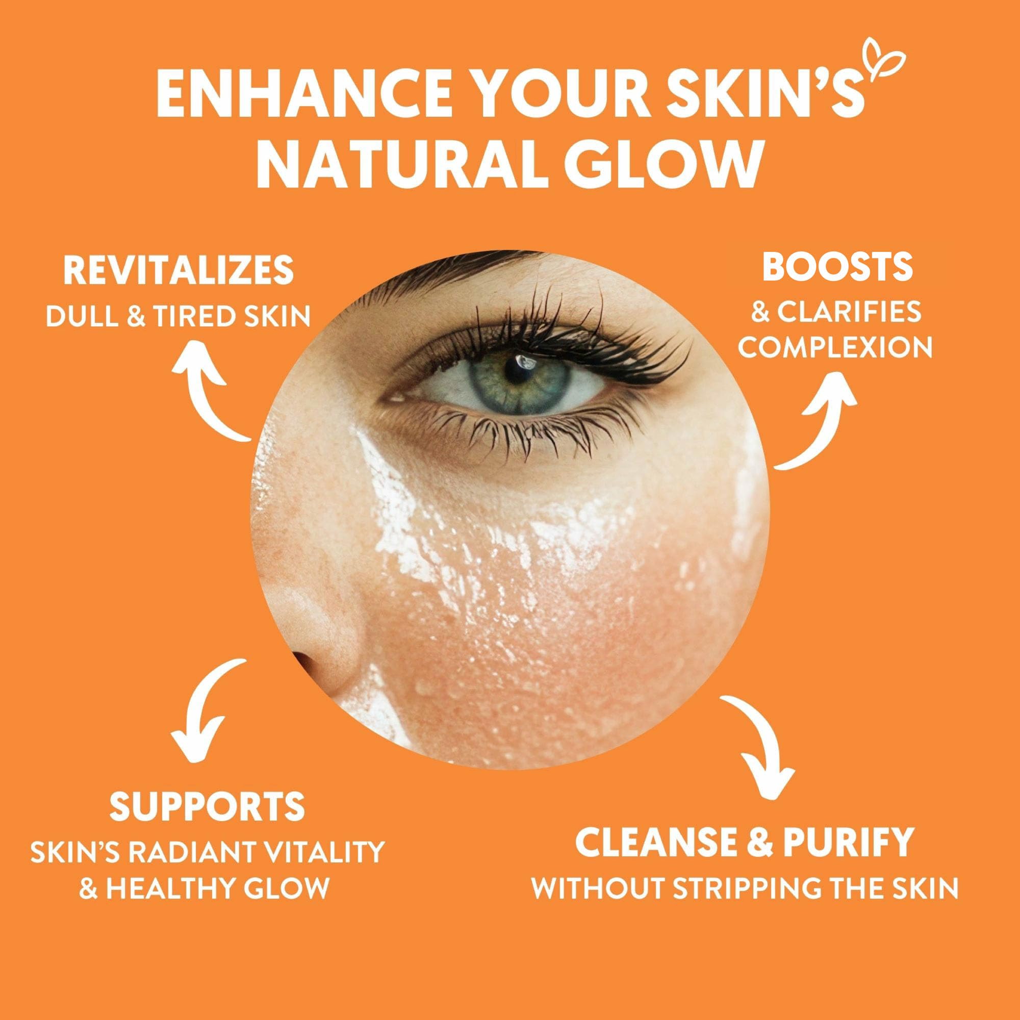 By Nature Vitamin C Turmeric Gel Cleanser close-up of gel with hyaluronic acid hydrates skin.