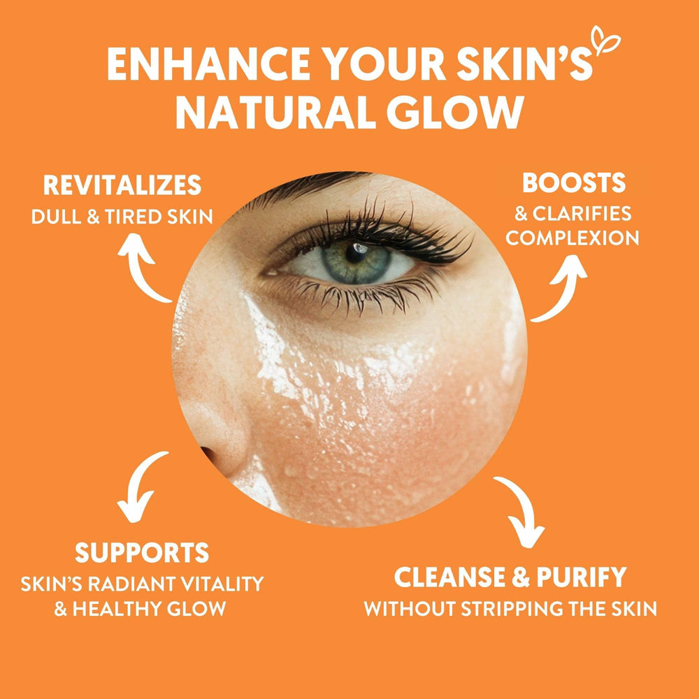By Nature Vitamin C Turmeric Gel Cleanser close-up of gel with hyaluronic acid hydrates skin.