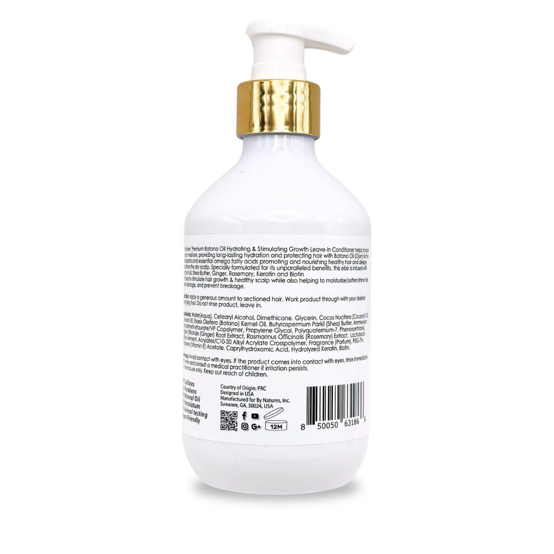 Applying By Natures Batana Oil Leave-In Conditioner to damp hair for smoother, frizz control.
