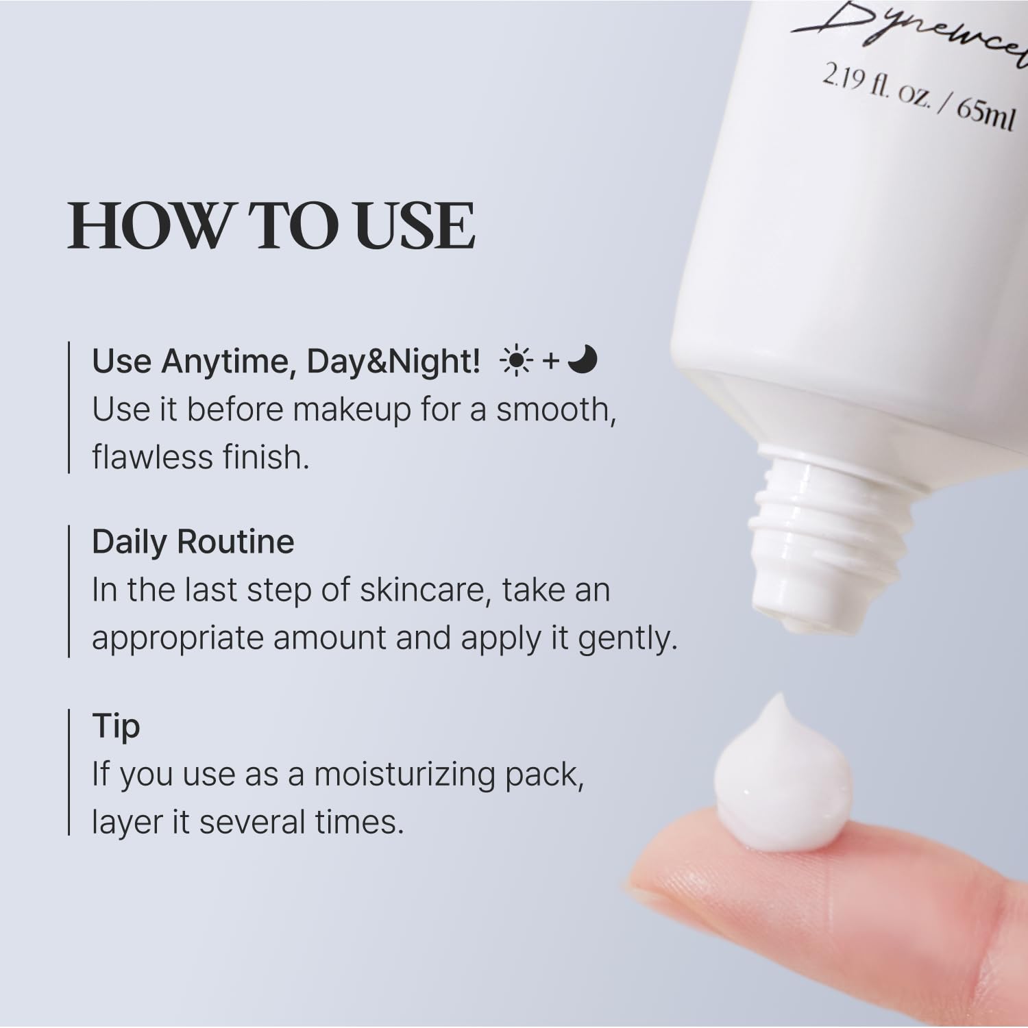BYNEWCELL Cica Face Moisturizer day and night use suggests versatile, all-day hydration.