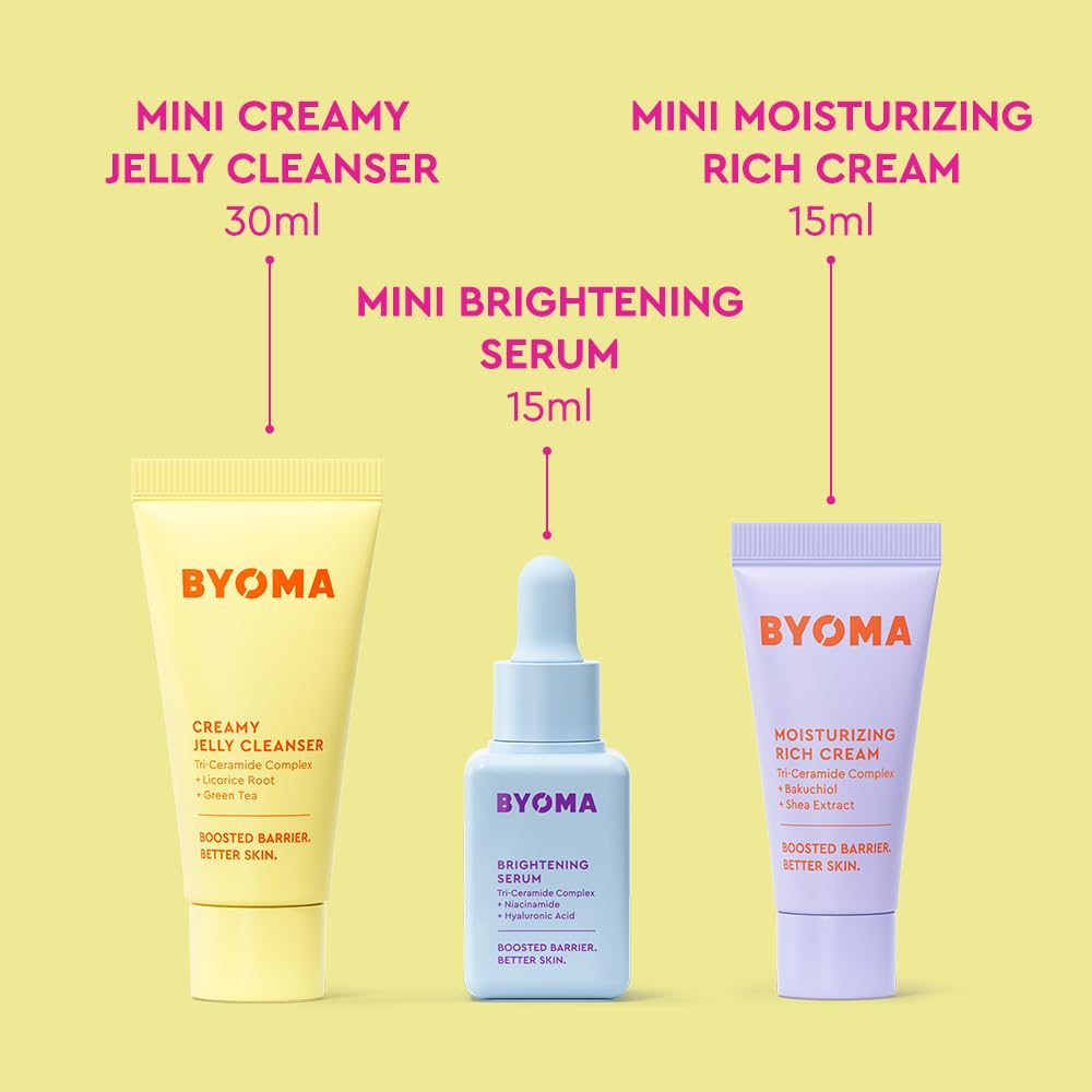 BYOMA So Bright Set brightening serum dropper helps even skin tone.