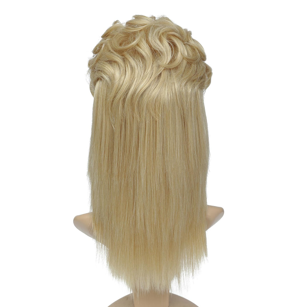 ByouByou 80s mullet wig light blonde, display highlights adjustable strap for secure fit