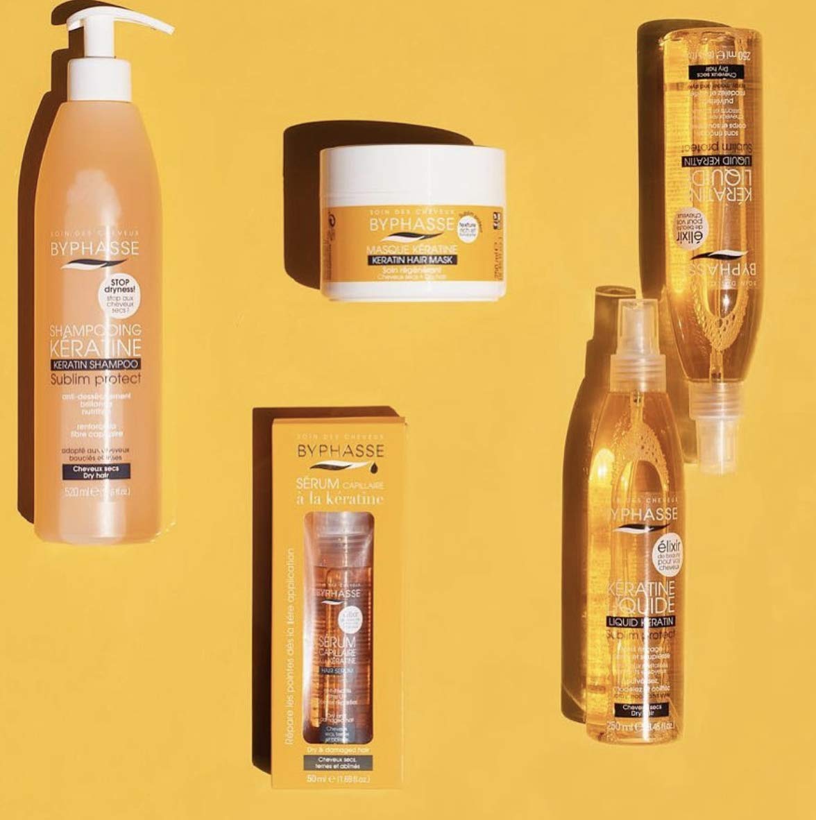Byphasse Keratin Liquid Protect adding natural-looking gloss to hair