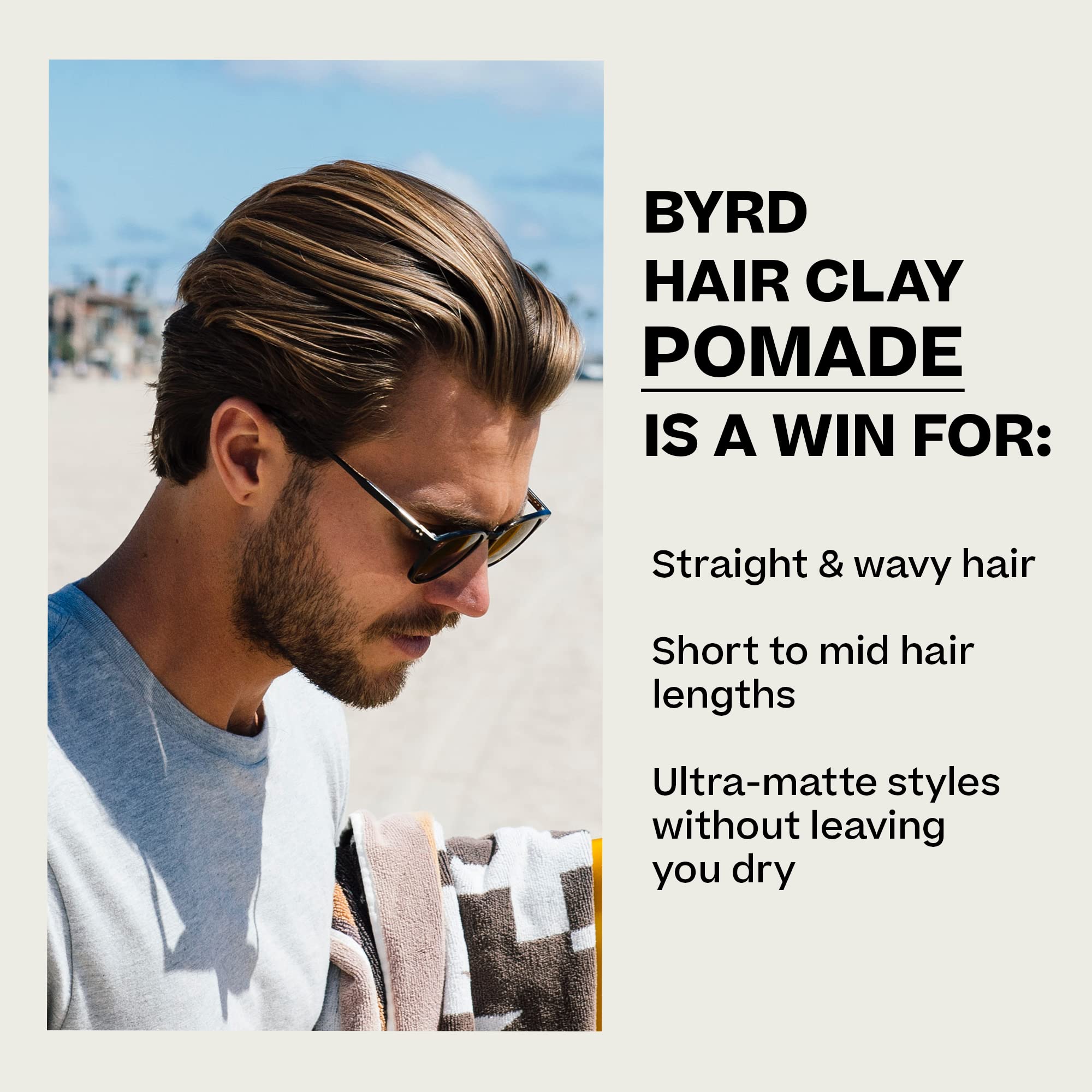 BYRD Hair Clay Pomade strong-hold ultra-matte shot for sculpted looks