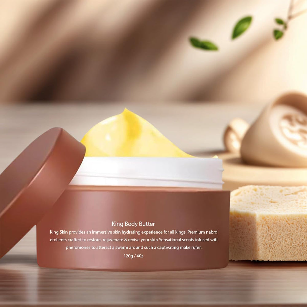 BYXE King Skin Body Butter texture closeup highlights rich, non-greasy formula.
