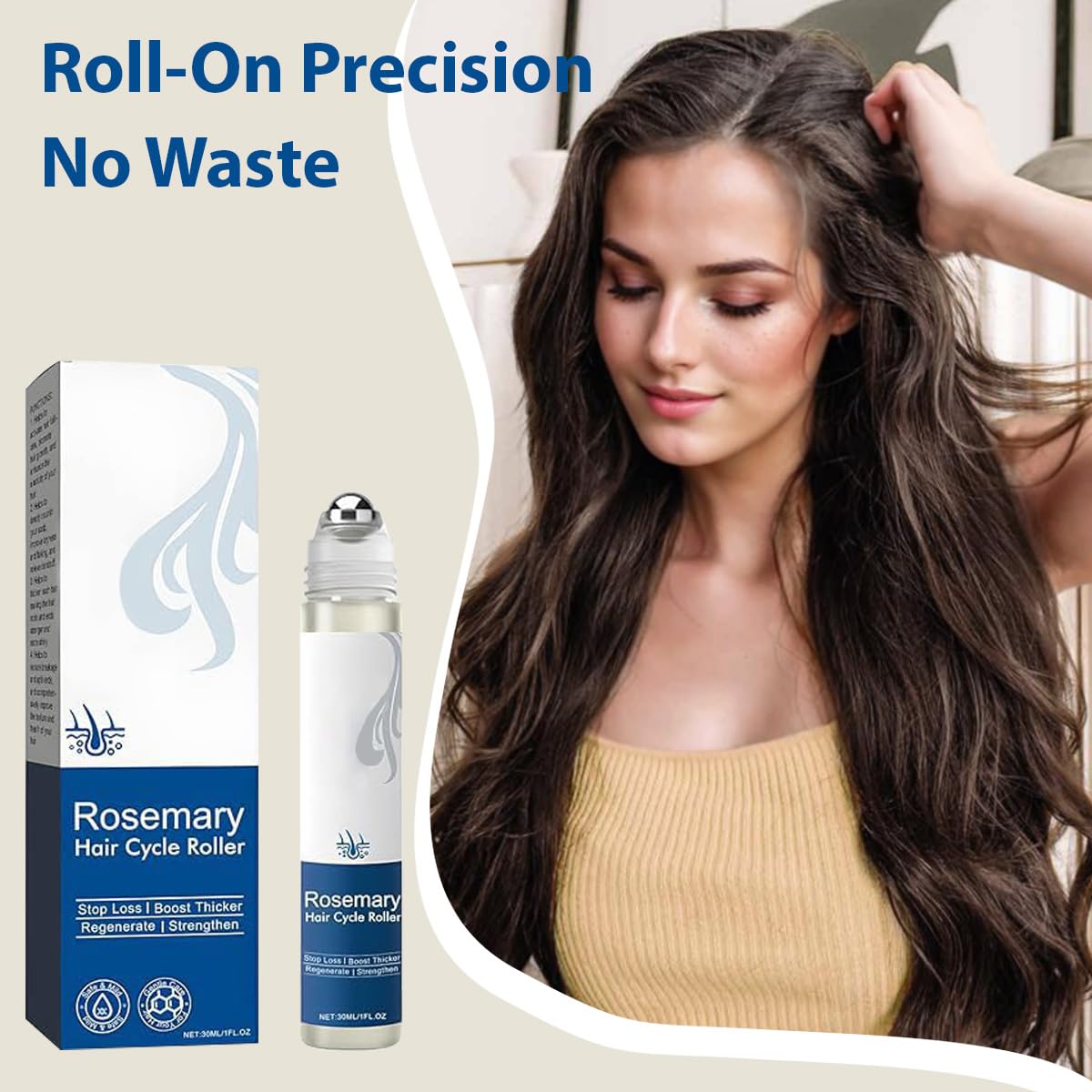 BYXE Rosemary Hair Growth Roll-on applied directly to the scalp for targeted treatment
