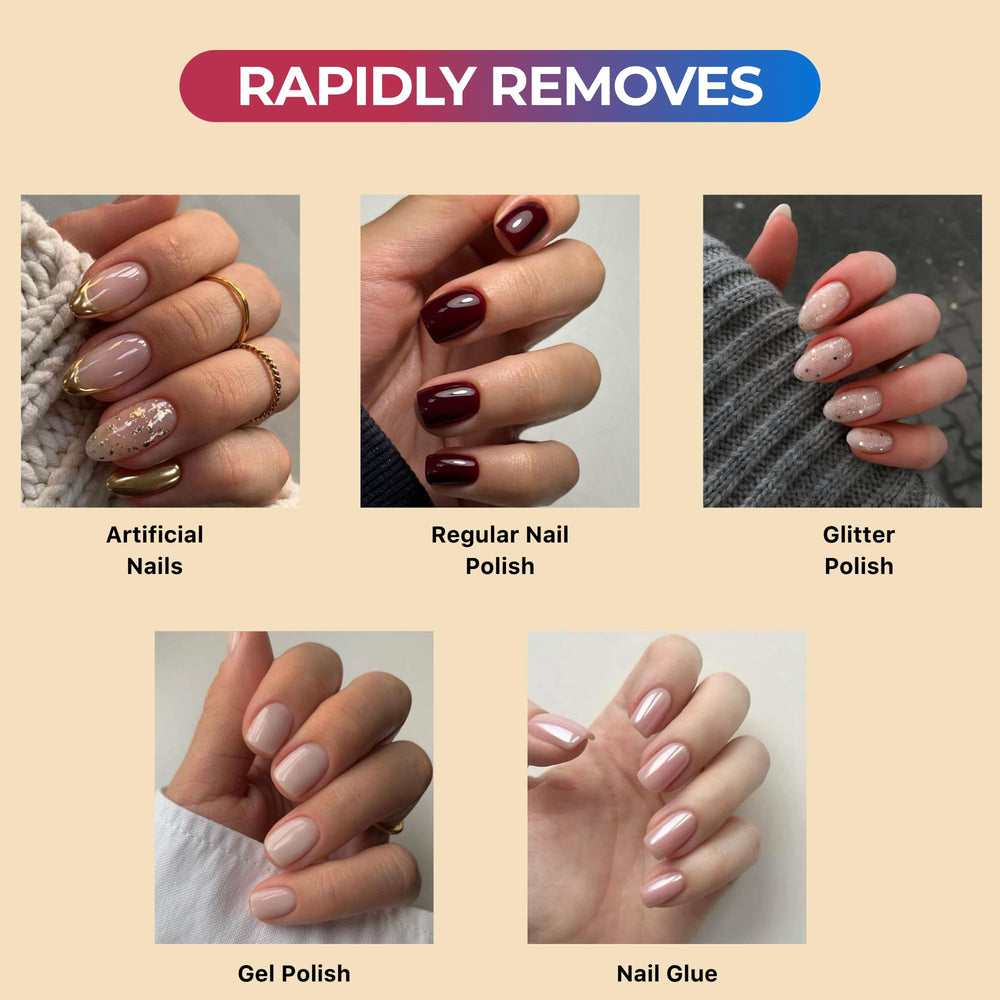 C CARE polish remover bottle demonstrates rapid removal for faster sessions.
