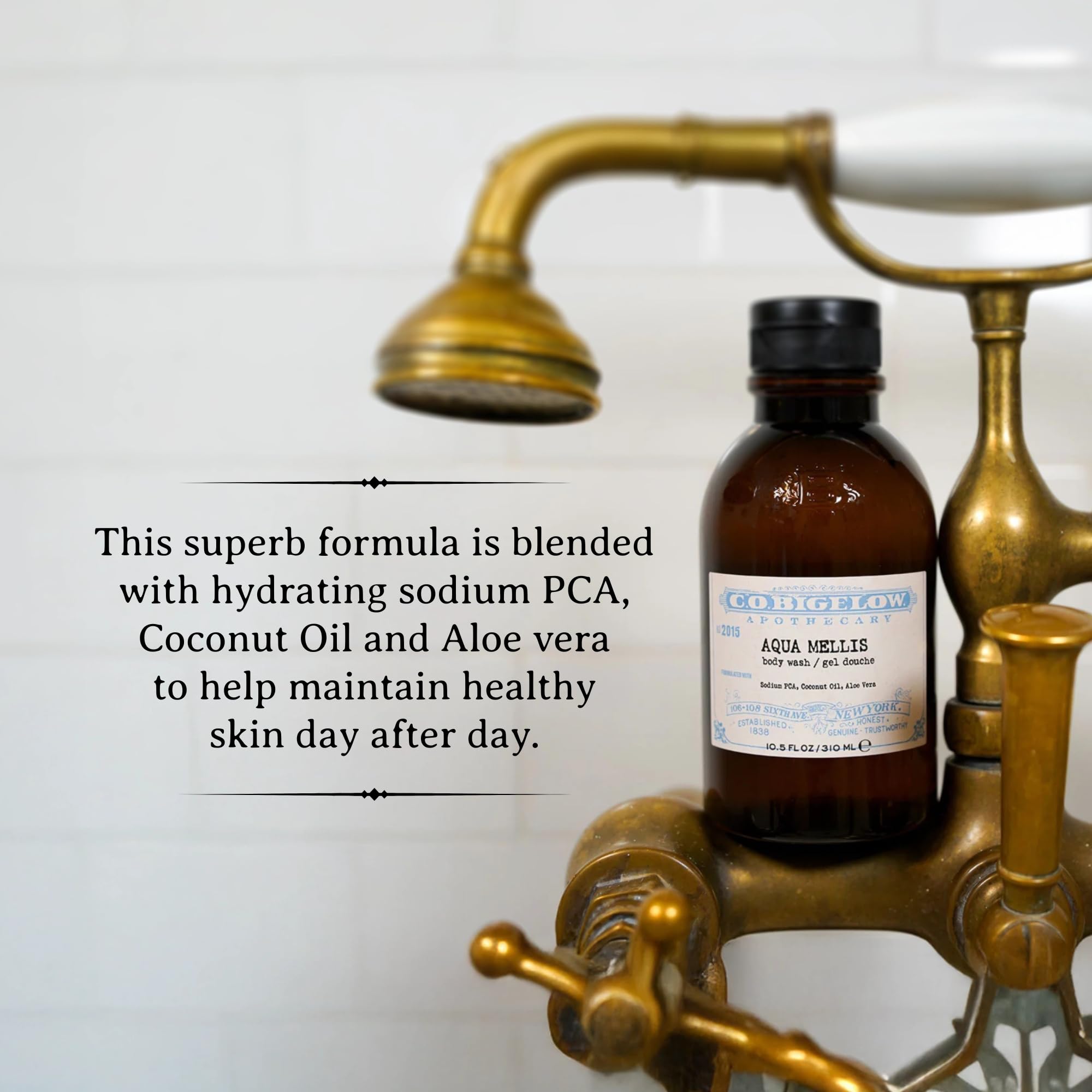 C.O. Bigelow Aqua Mellis coconut oil droplets signaling deep hydration