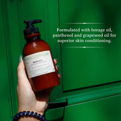 C.O. Bigelow Bergamot Body Lotion hands applying a moisturizing routine.