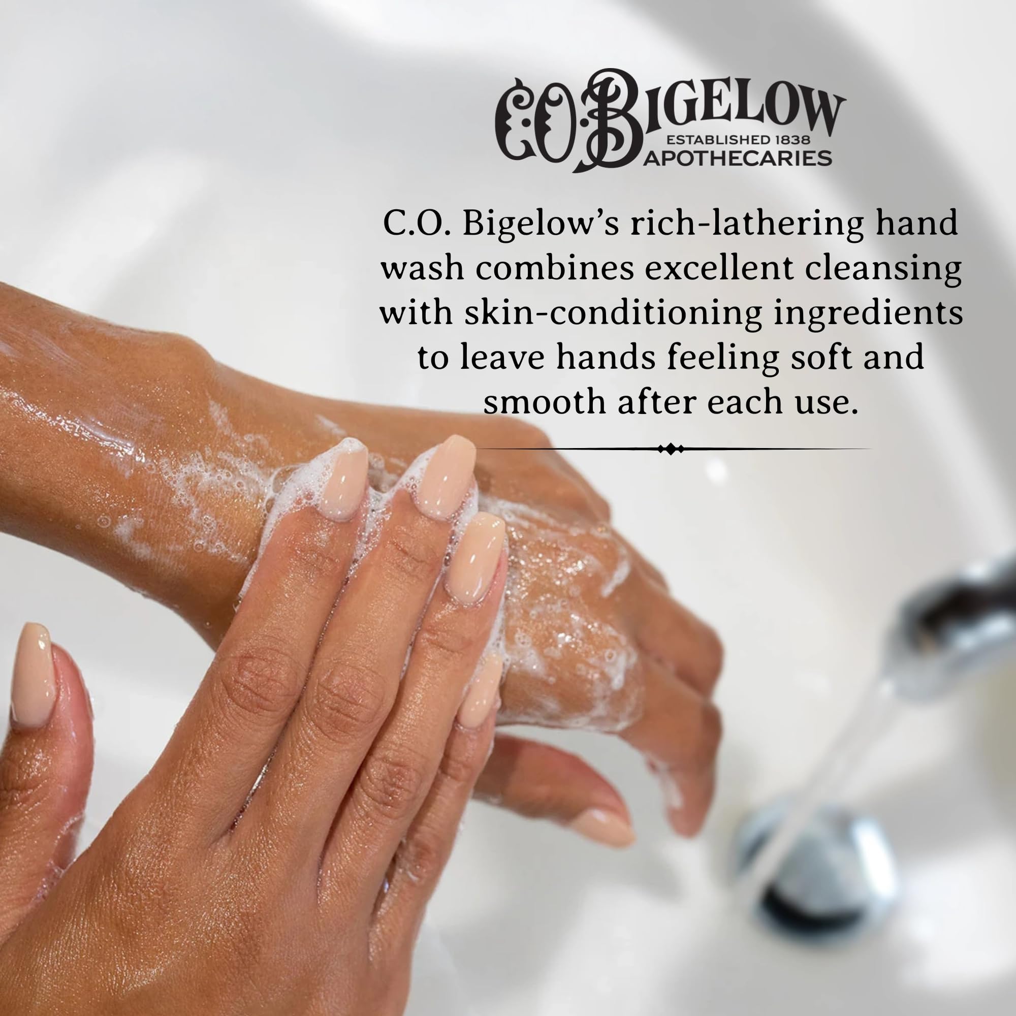 C.O. Bigelow Bergamot Hand Wash label-closeup reveals glycerin and shea butter ingredients.