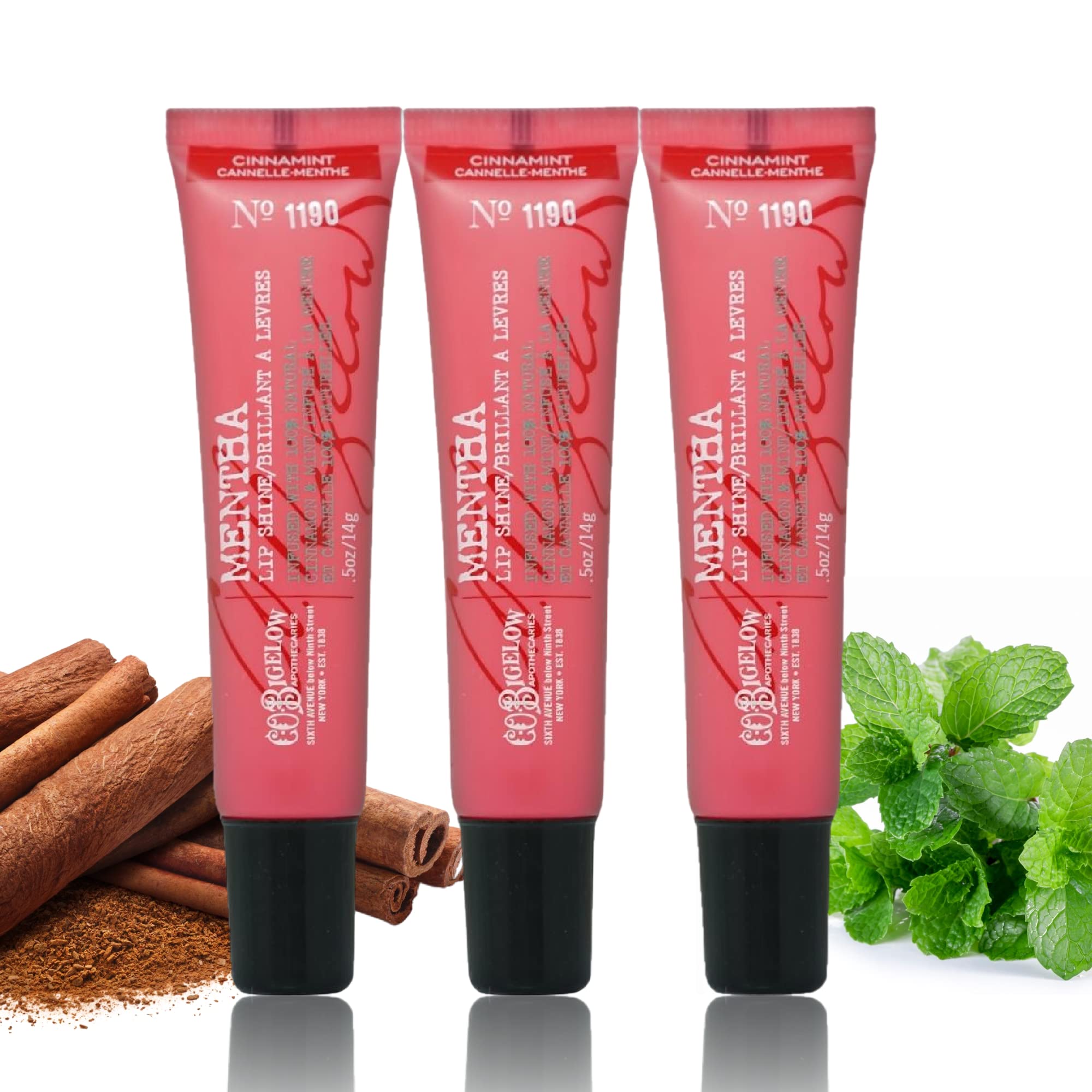 C.O. Bigelow cinnamint lip shine trio ready for purse, desk, or travel use