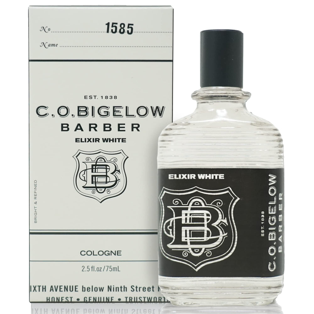 C.O. Bigelow Elixir White bottle front shows a sleek, modern scent for daily confidence.