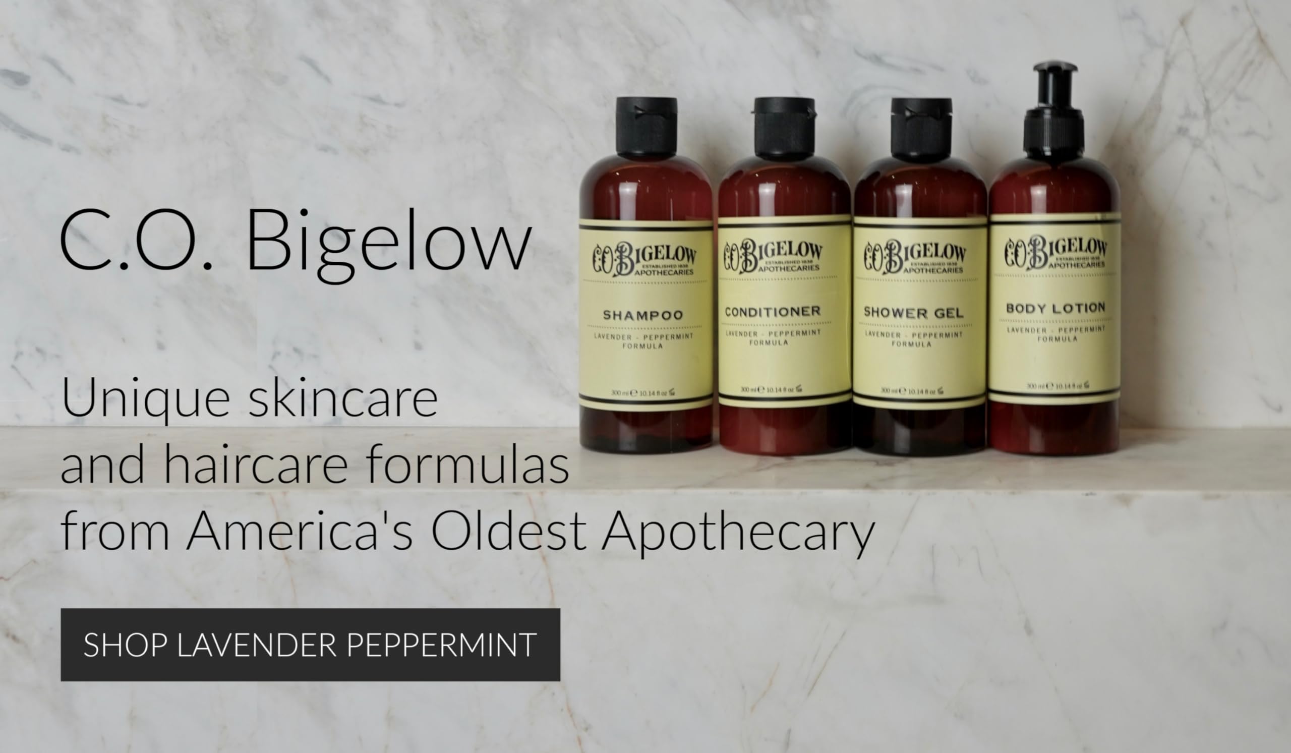C.O. Bigelow Lavender Peppermint Lotion packaging on display
