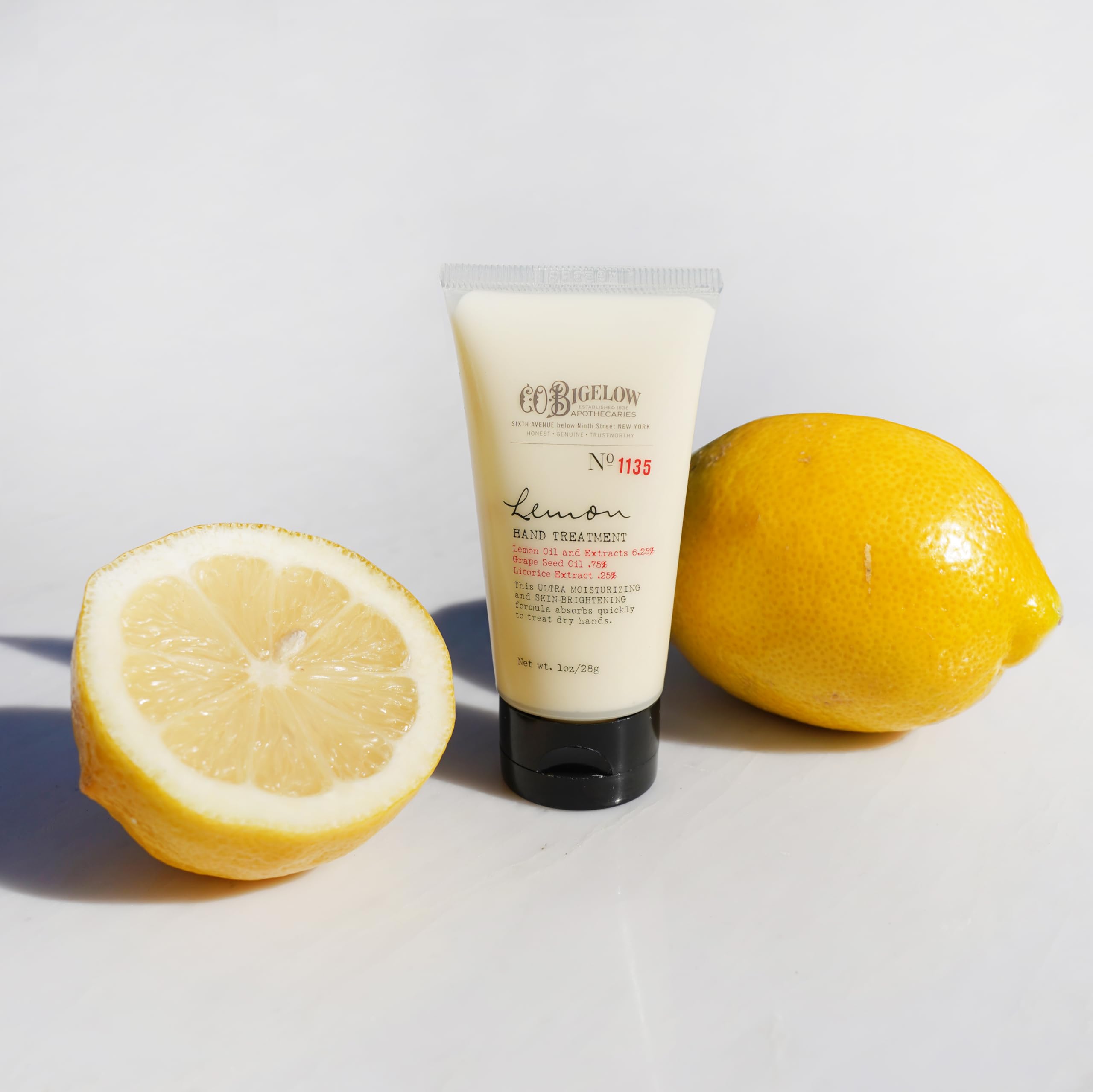 C.O. Bigelow Lemon Hand Treatment applying on hands to hydrate dry skin