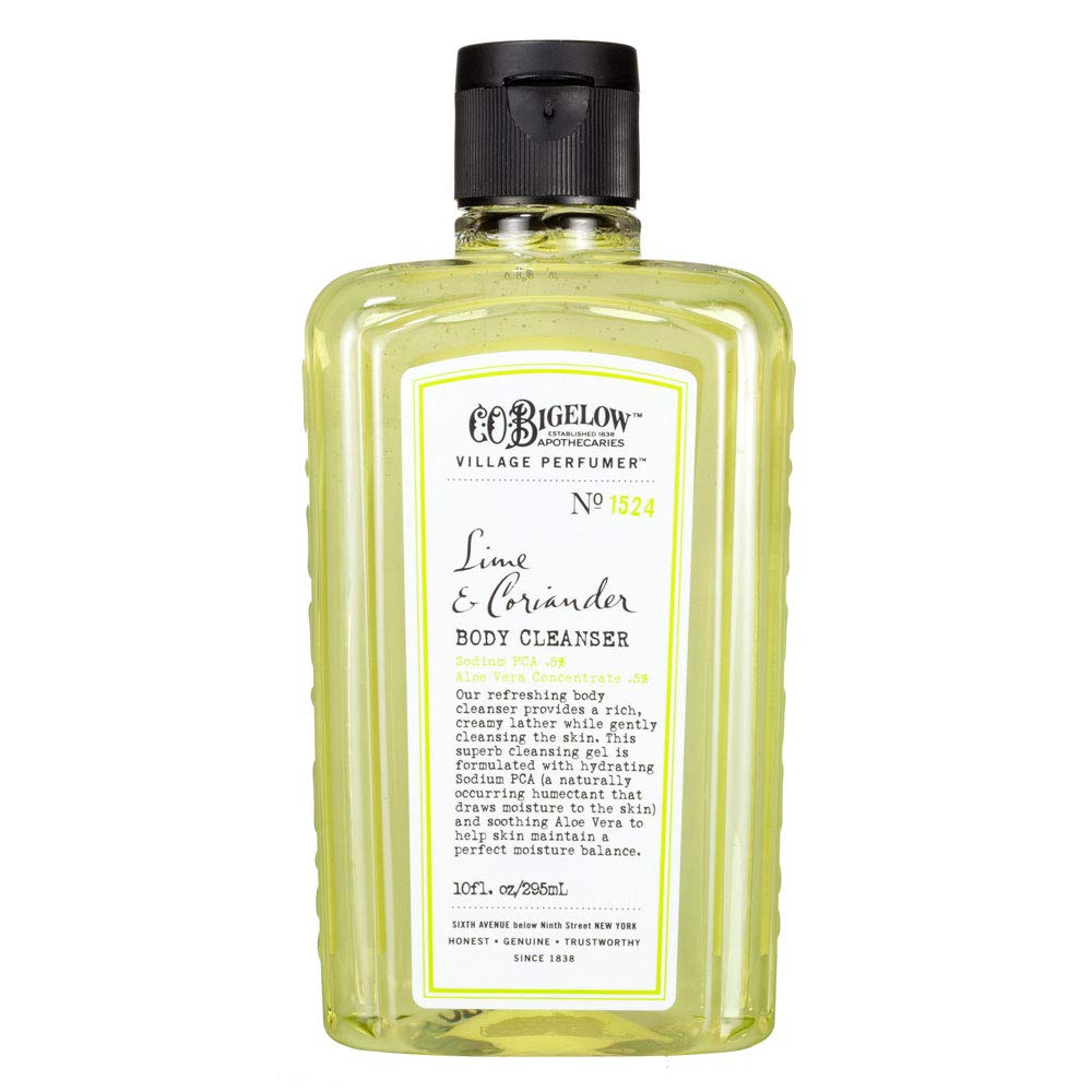 C.O. Bigelow Lime Coriander body wash lather demonstrating gentle cleansing