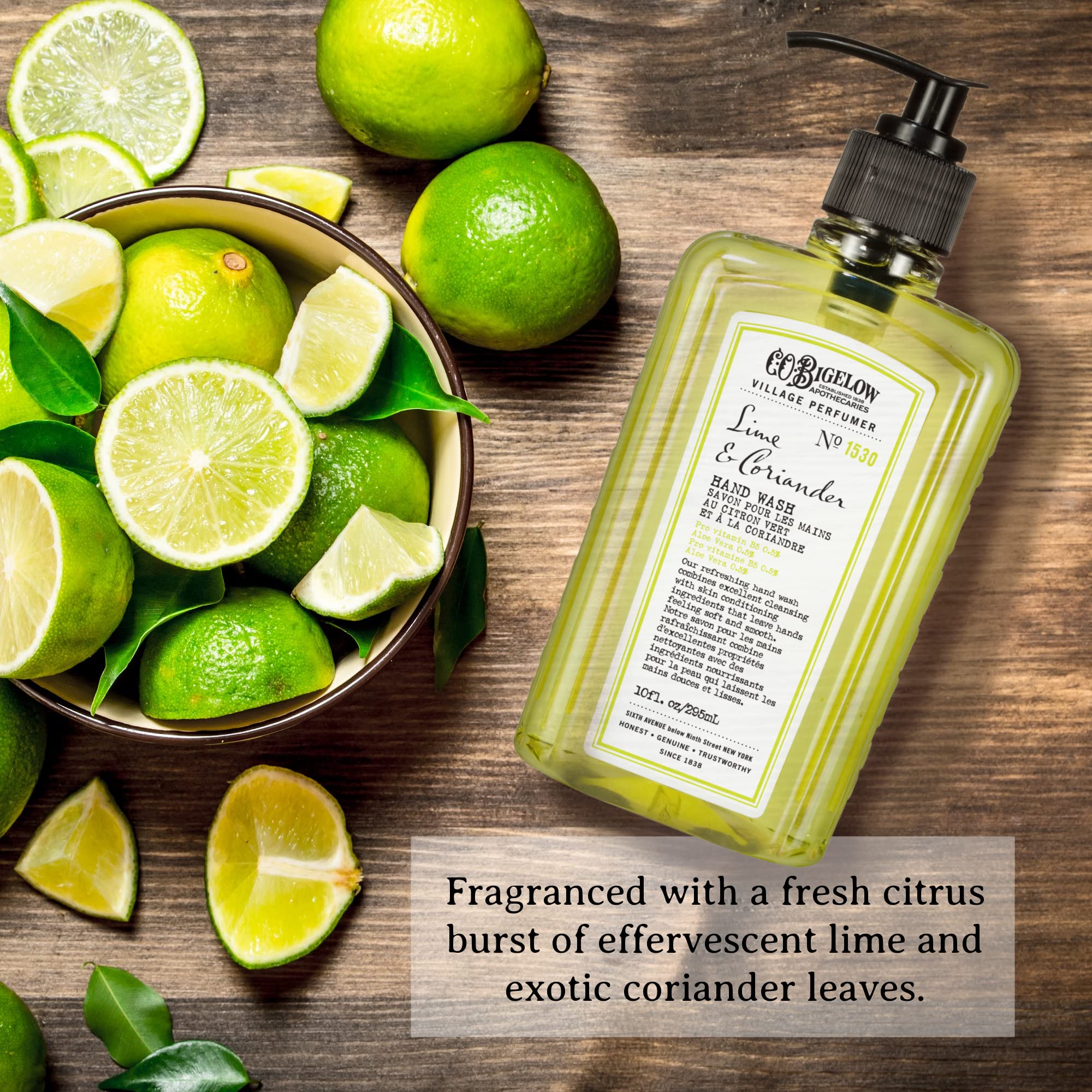 C.O. Bigelow Lime Coriander Hand Wash foamy lather in use