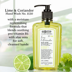 Lathe closeup of C.O. Bigelow Lime Coriander Hand Wash creamy foam cleanses gently