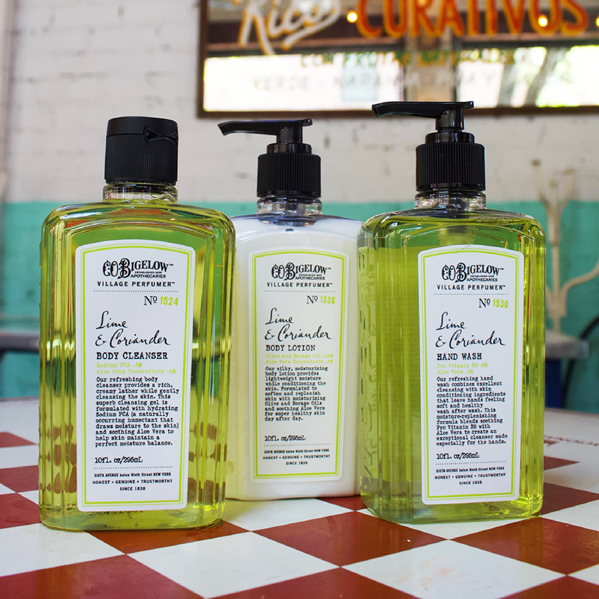 C.O. Bigelow Lime Coriander Olive oil and borage oil in lotion