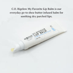 C.O. Bigelow lip balm tubes at home for quick moisture relief