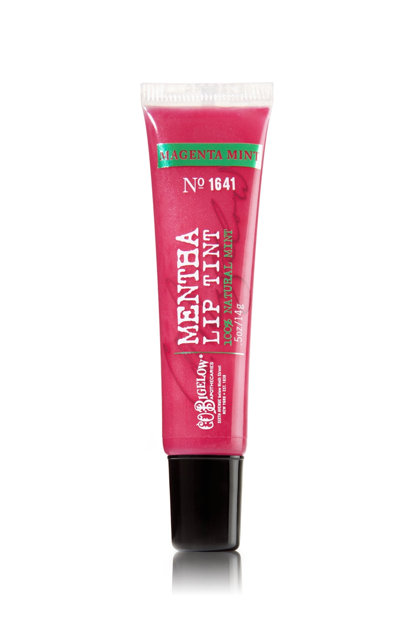 C.O. Bigelow No. 1641 Magenta Mint Mentha Lip Tint tube delivering subtle color and minty aroma.