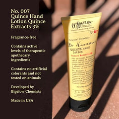 Close-up of Quince Hand Lotion texture showing non-greasy, quick absorption.