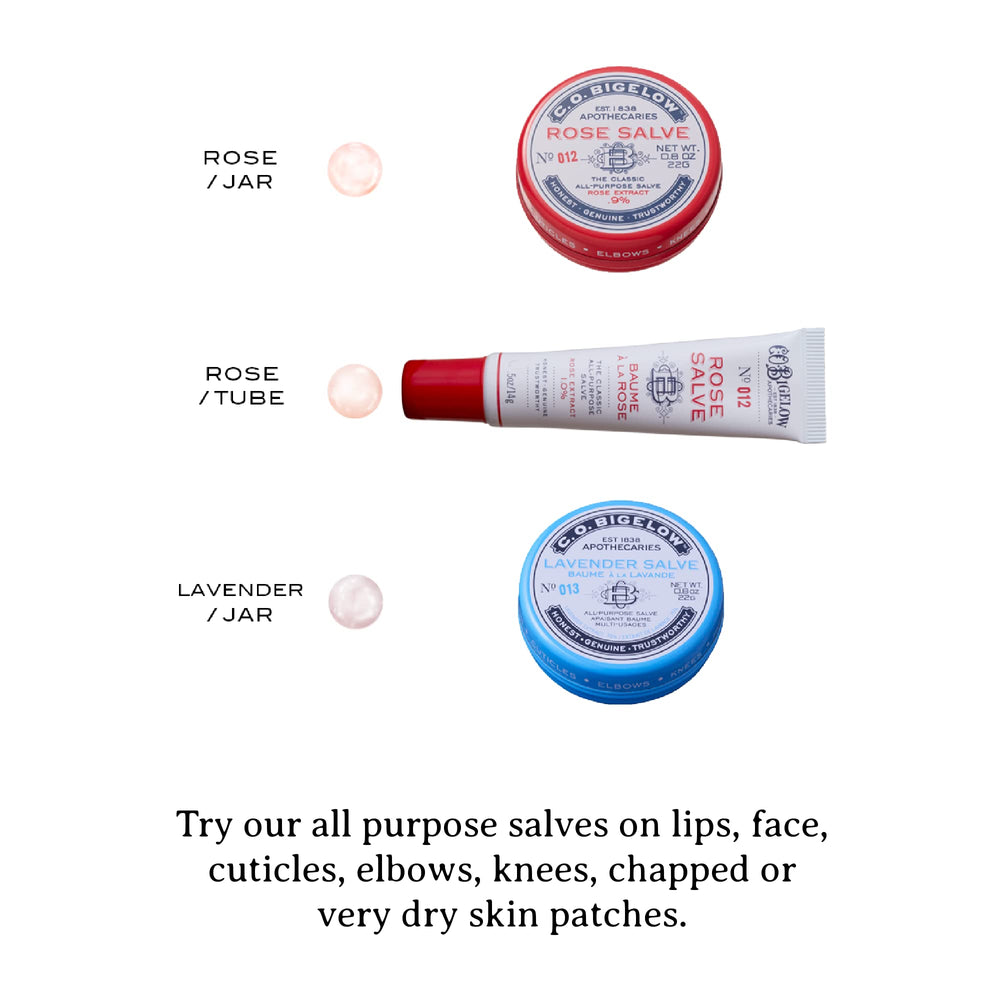 C.O. Bigelow Rose Salve in bag for on-the-go moisture