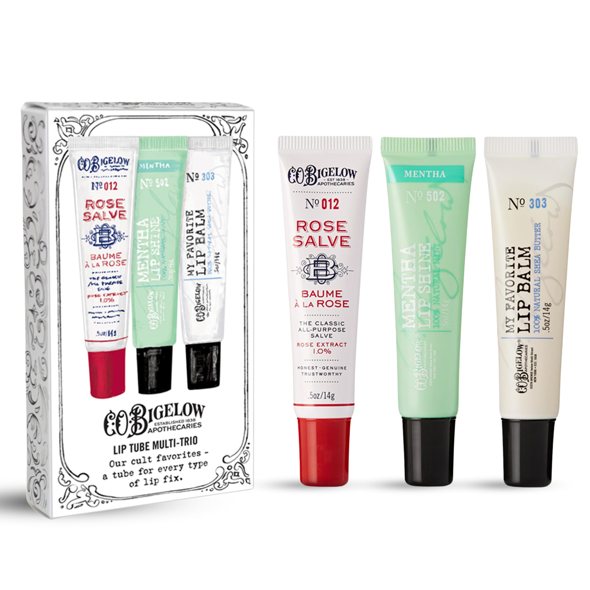 C.O. Bigelow Rose Salve lip balm tube for dry lips relief