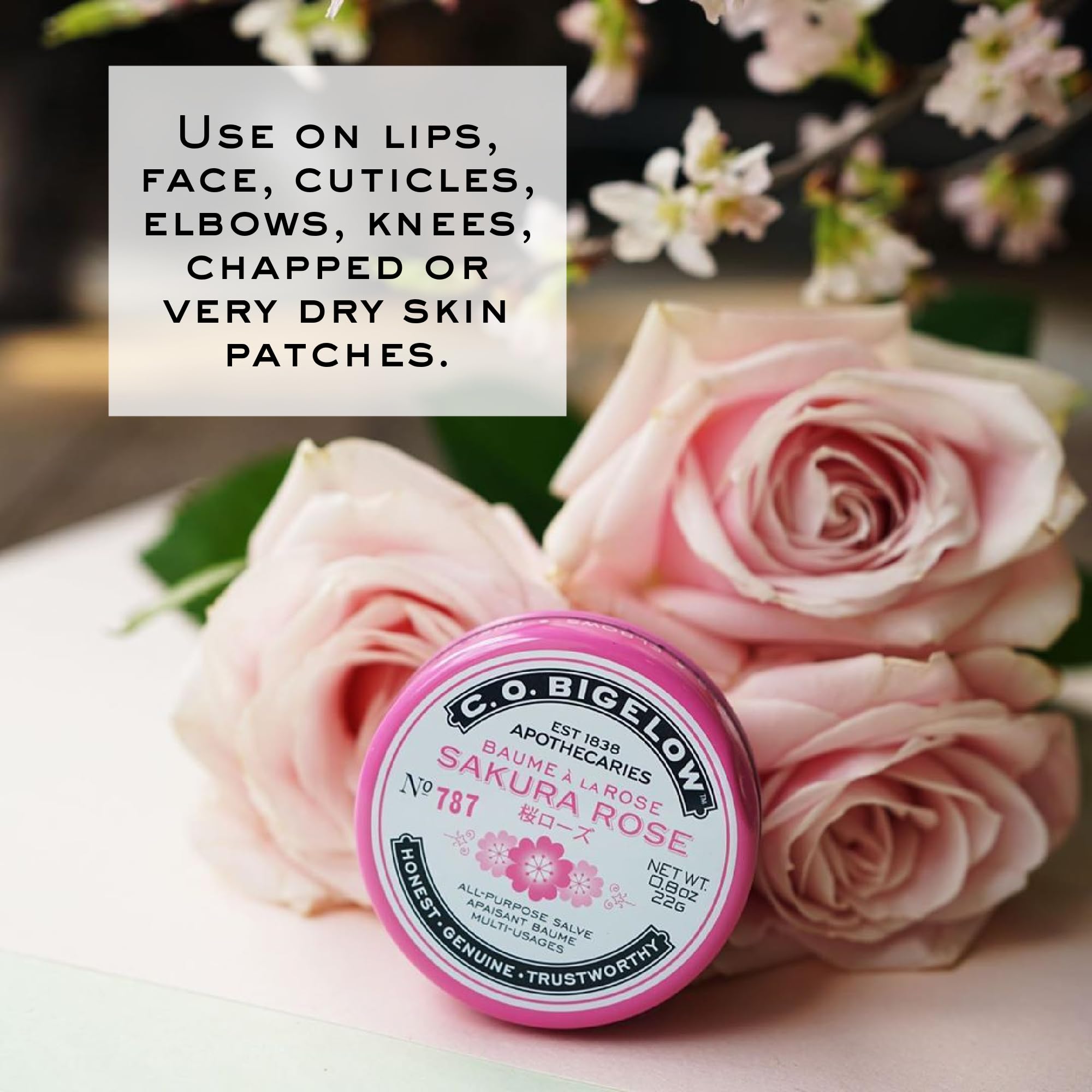 C.O. Bigelow Sakura Rose Salve Tin helps soft cuticles and dry nails.