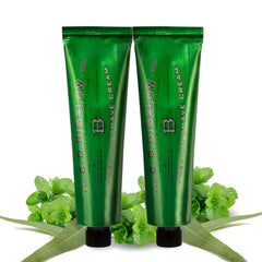 C. O. Bigelow rich-lather foam demonstrates thick, glide-friendly cream for close shaves.