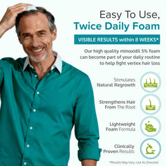 C'rcle Minoxidil 5% Foam being applied to the scalp for easy daily use