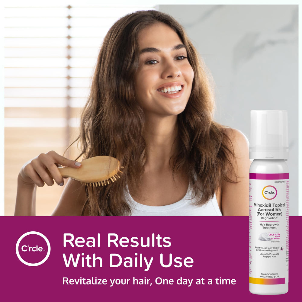 Hair appears thicker in this image with C'rcle Minoxidil 5% Foam