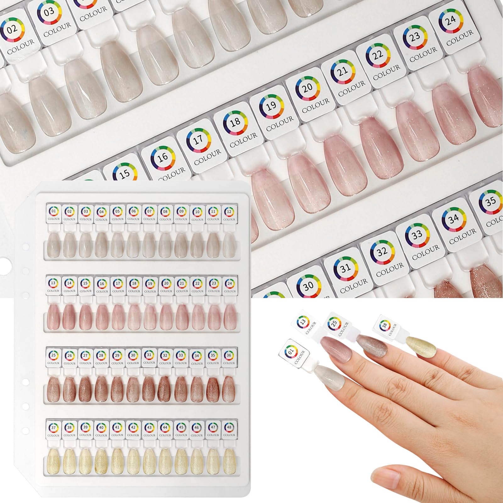 C12rtive acrylic magnetic nail color book interior page display for color comparison