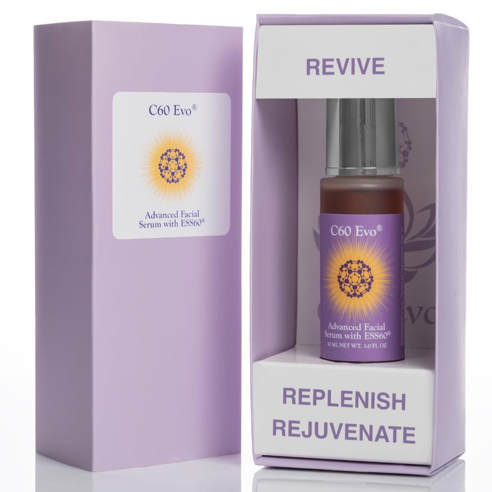 Gift-ready packaging of C60 Evo Advanced Facial Serum for skincare lovers