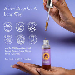 Creamy texture of C60 Evo Advanced Facial Serum ready for absorption