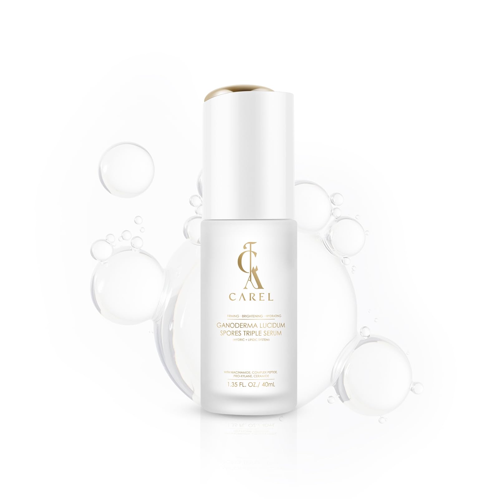 CA CAREL Face Serum dual phase bottle showcases hydrating formula for radiant skin