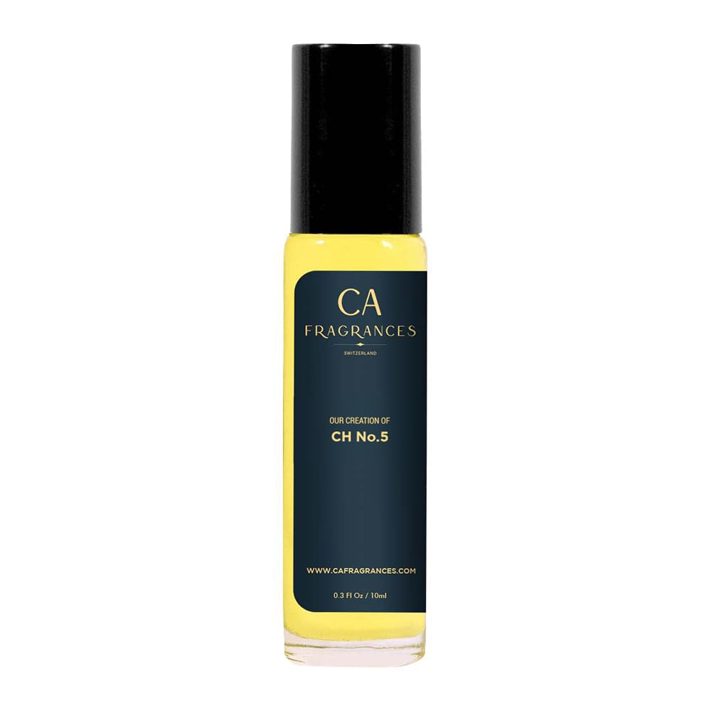 CA Fragrances Impression of CH No 5 bottle roll-on for portable fragrance on the go.